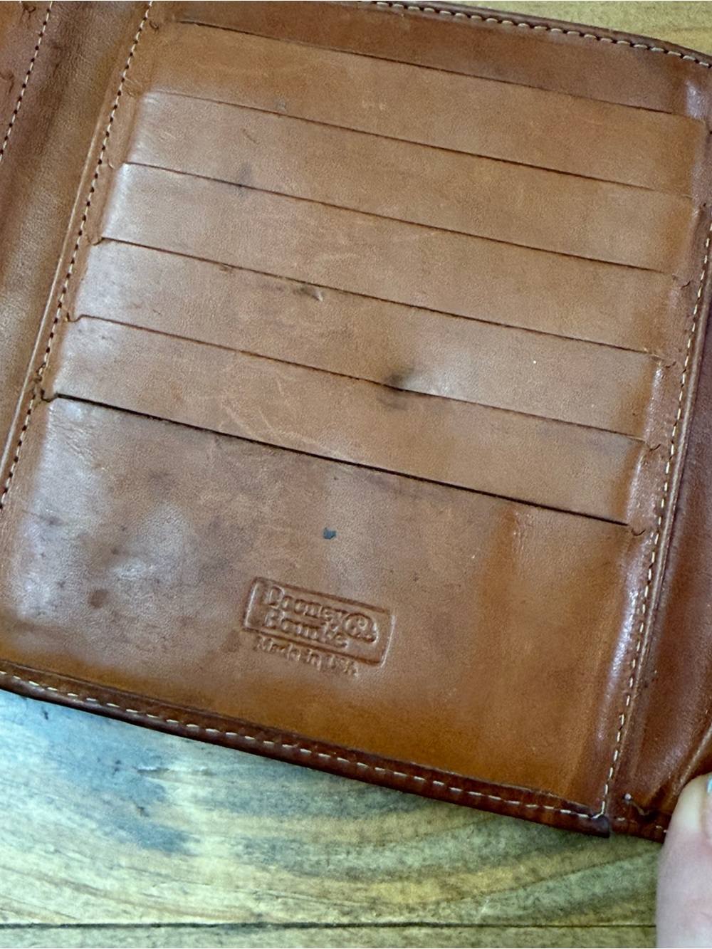 Vintage Dooney & Bourke Awl Trifold Black & Brown Leather Kislock Pouch Wallet - Picture 5 of 7